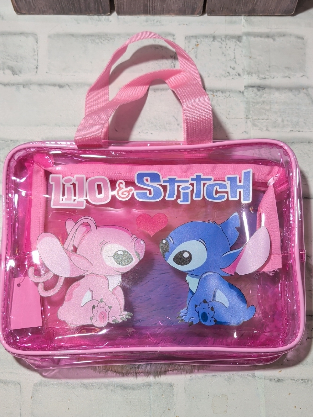 Lilo & Stitch Pink Clear Carry Bag